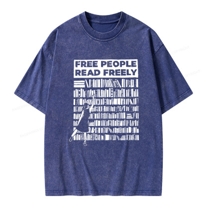 Pagewings Free People Read Freely Unisex Washed T-shirt