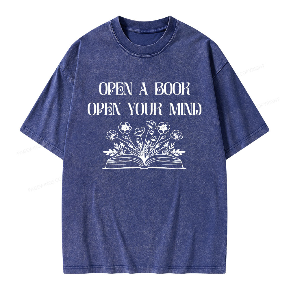 Pagewings Open A Book Open Your Mind Unisex Washed T-shirt