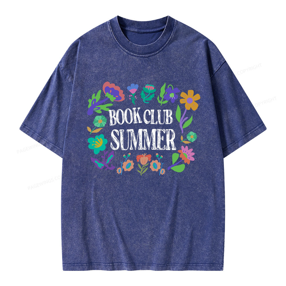 Pagewings Book Club Summer Unisex Washed T-shirt