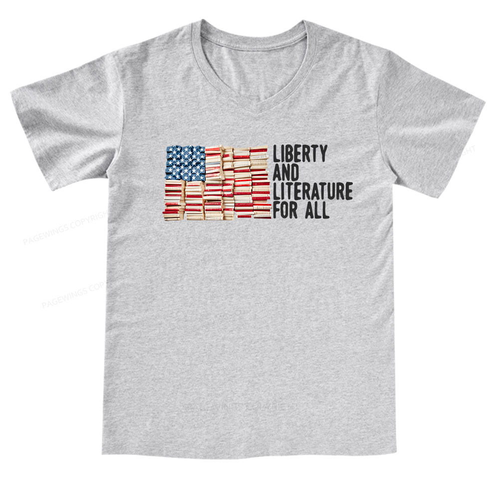 Pagewings Liberty And Literature For All V-neck T-shirt