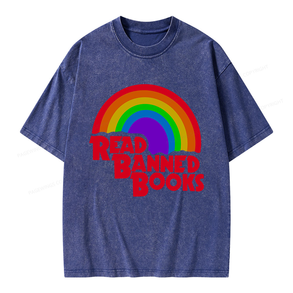 Pagewings Read Banned Books Reading Unisex Washed T-shirt