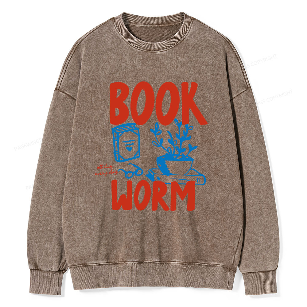 Pagewings Bookworm Unisex Washed Sweatshirt