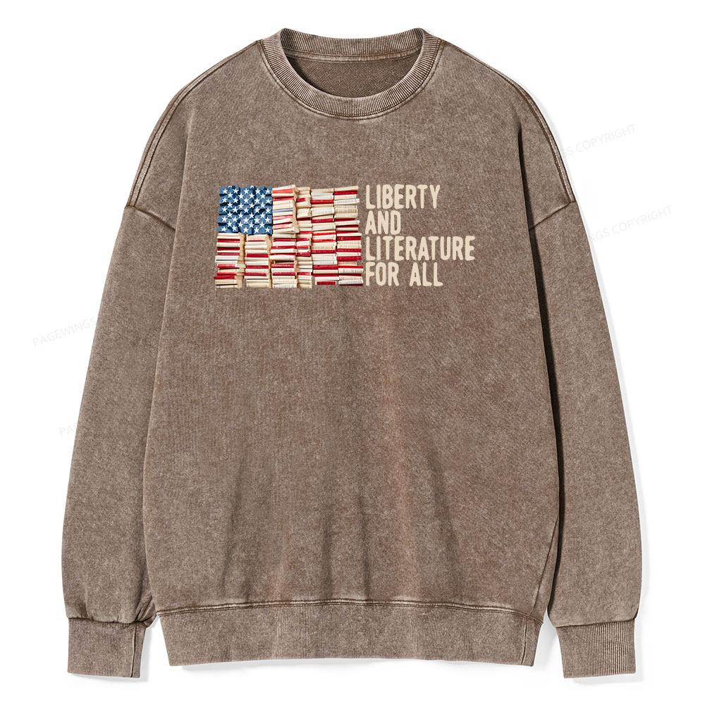 Pagewings Liberty And Literature For All Unisex Washed Sweatshirt
