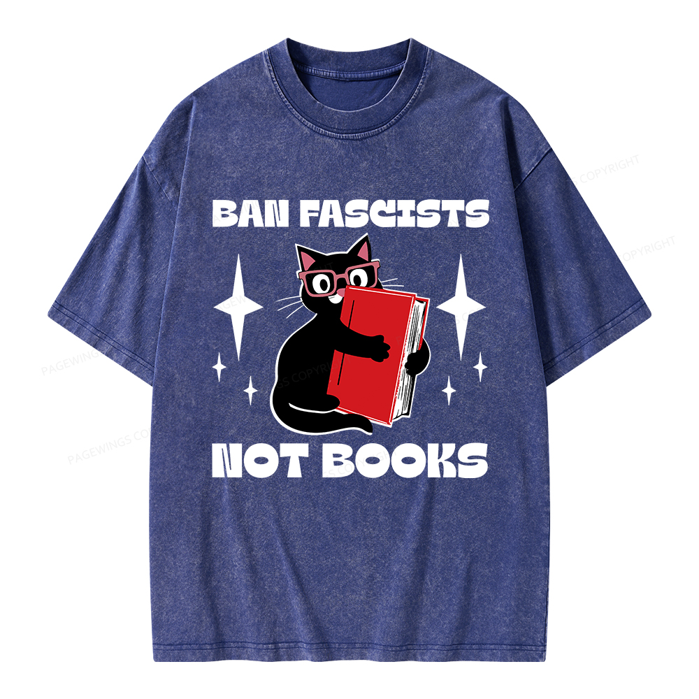 Pagewings Ban Fascists Not Books Unisex Washed T-shirt