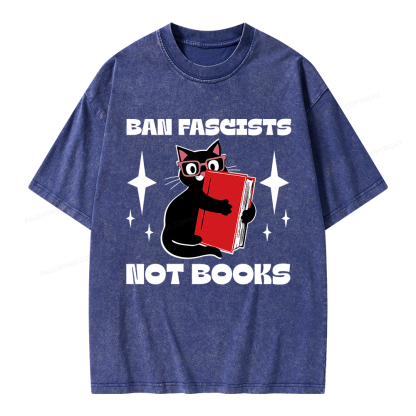 Pagewings Ban Fascists Not Books Unisex Washed T-shirt