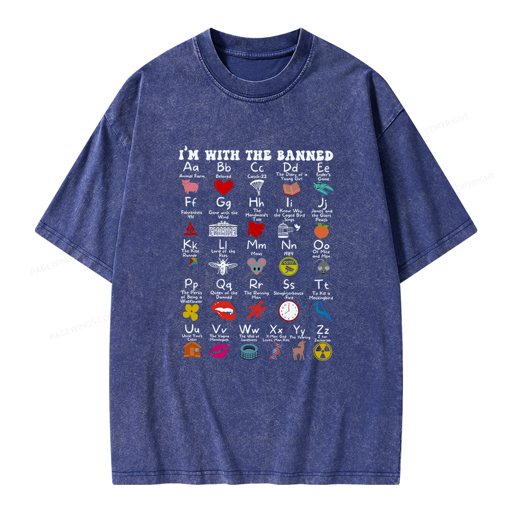 Pagewings I'M With The Banned Book Unisex Washed T-shirt