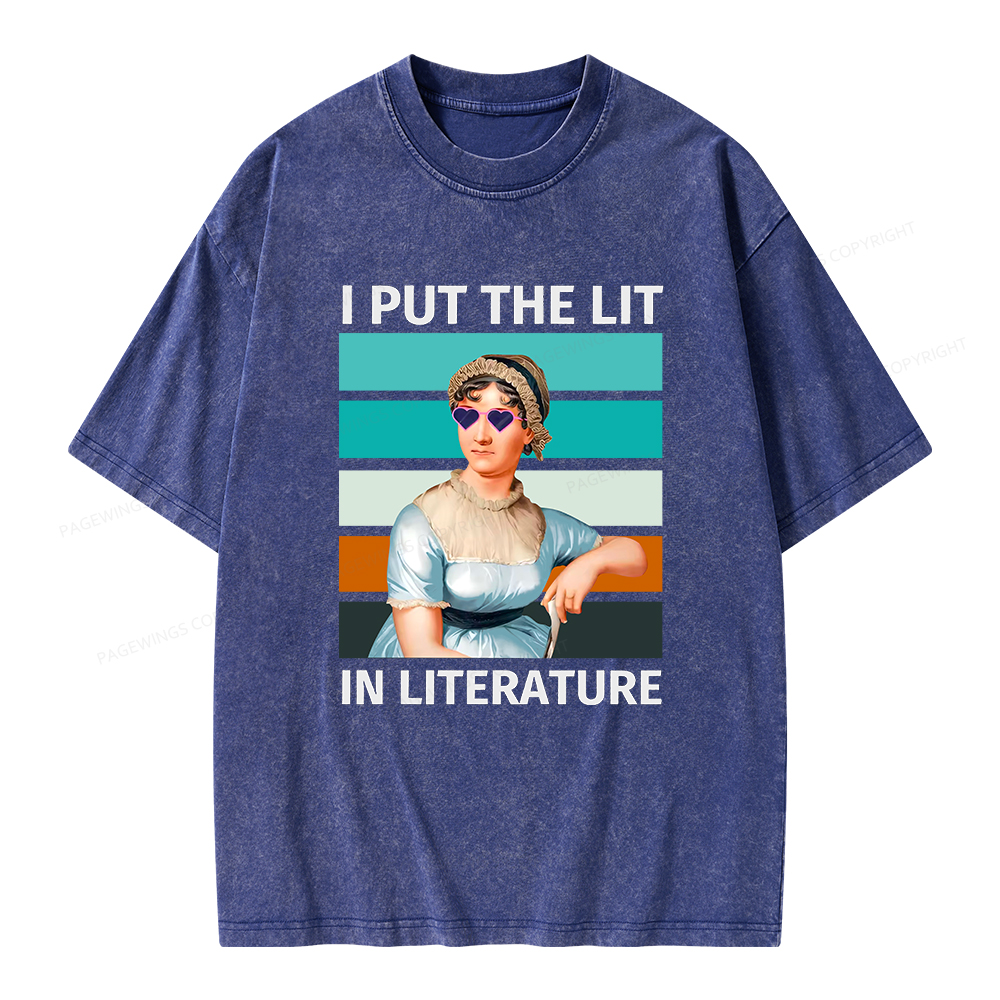 Pagewings I Put The Lit In Literature Unisex Washed T-shirt