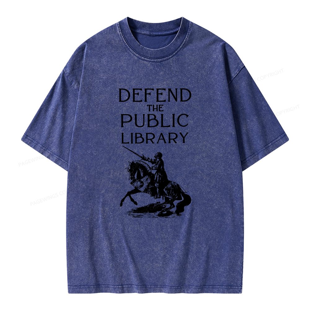 Pagewings Defend The Public Library Unisex Washed T-shirt