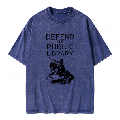Pagewings Defend The Public Library Unisex Washed T-shirt