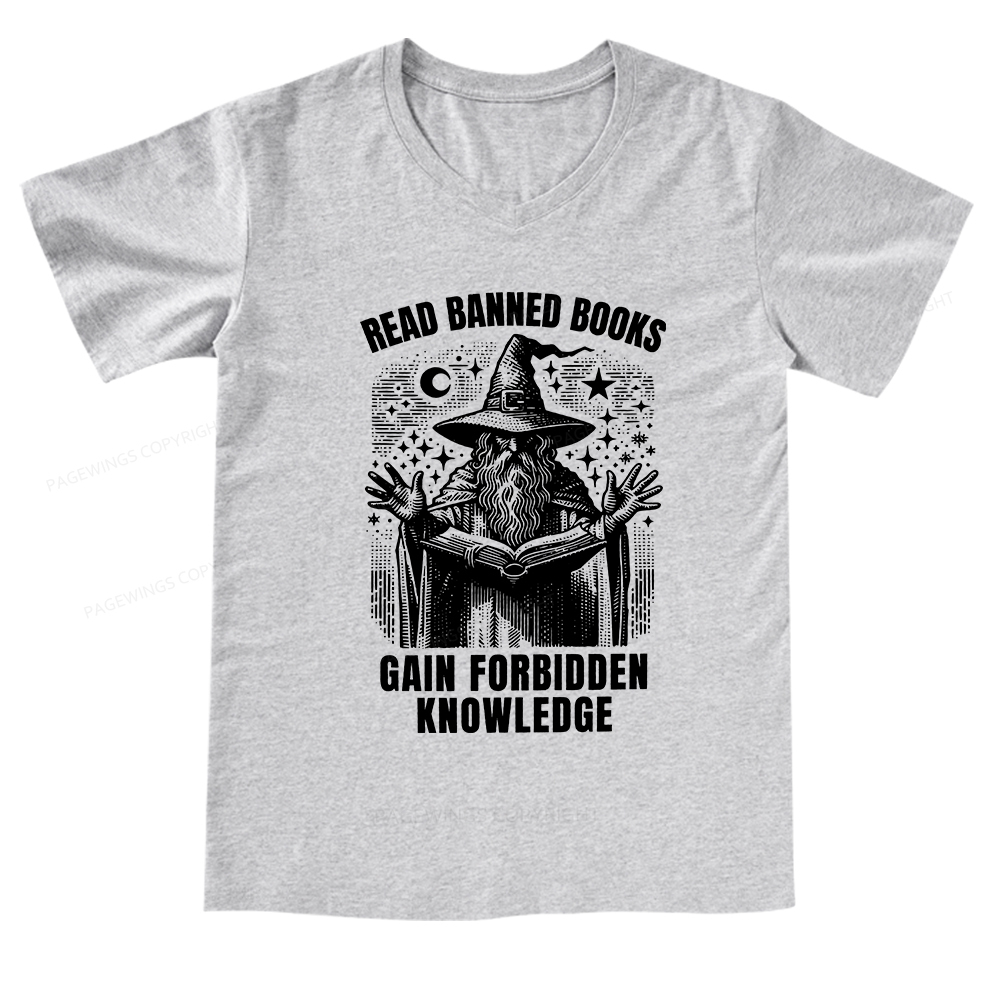 Pagewings Read Banned Books Gain Forbidden Knowledge V-neck T-shirt