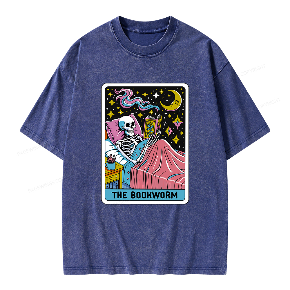 Pagewings The Bookworm Tarot Card Unisex Washed T-shirt