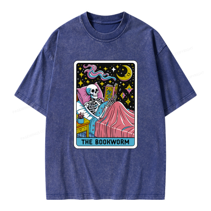 Pagewings The Bookworm Tarot Card Unisex Washed T-shirt
