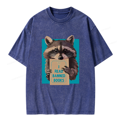 Pagewings I Read Banned Books Unisex Washed T-shirt