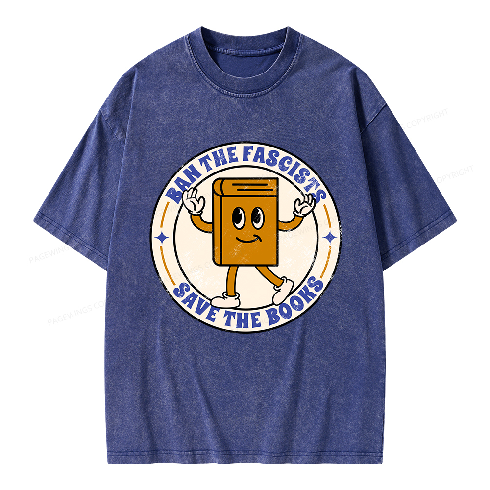 Pagewings Ban The Fascists Save The Books Unisex Washed T-shirt