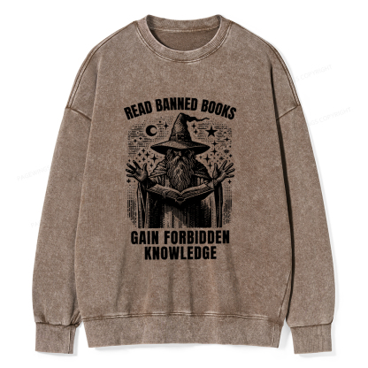 Pagewings Read Banned Books Gain Forbidden Knowledge Unisex Washed Sweatshirt