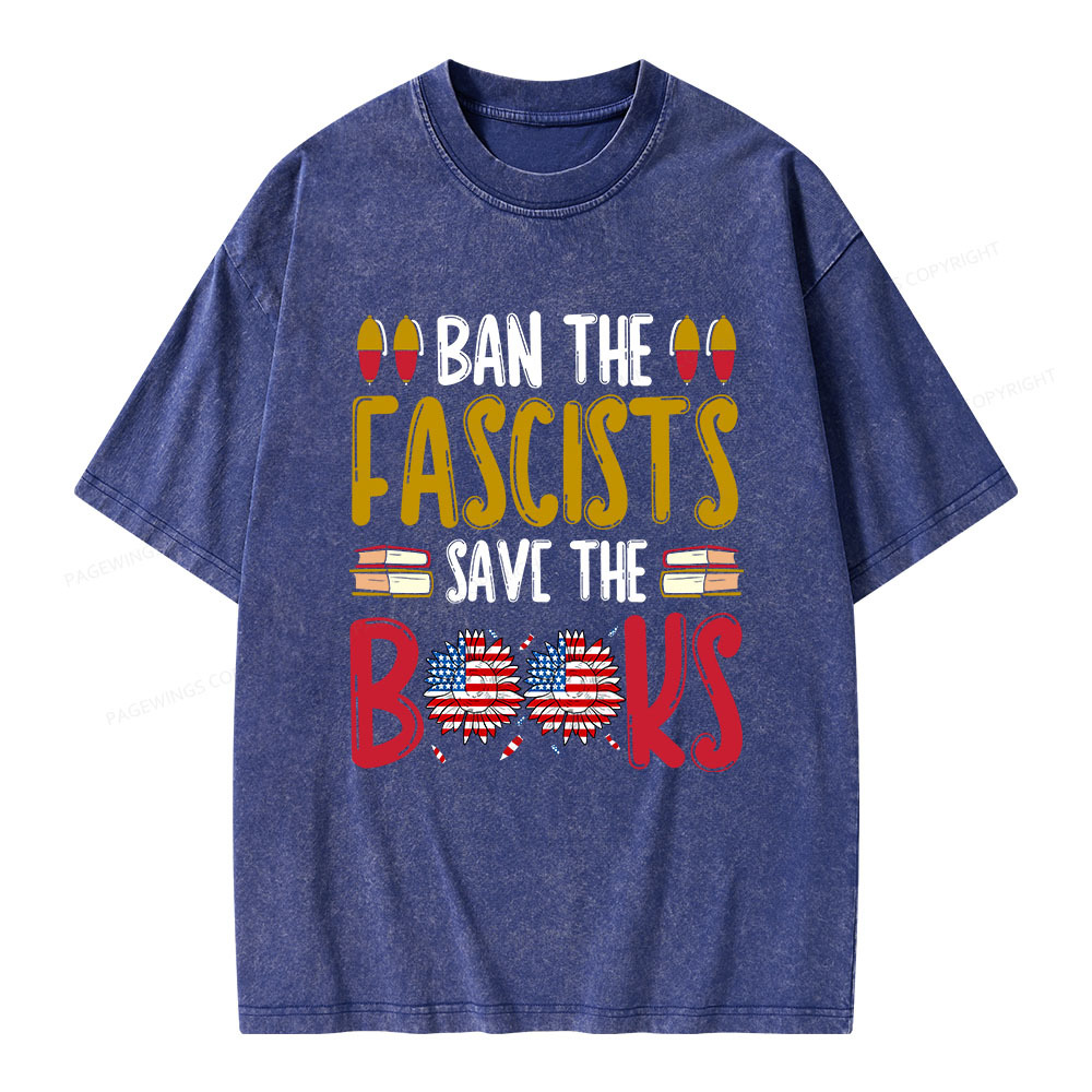 Pagewings Ban The Fascists Save The Books Unisex Washed T-shirt
