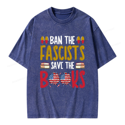 Pagewings Ban The Fascists Save The Books Unisex Washed T-shirt