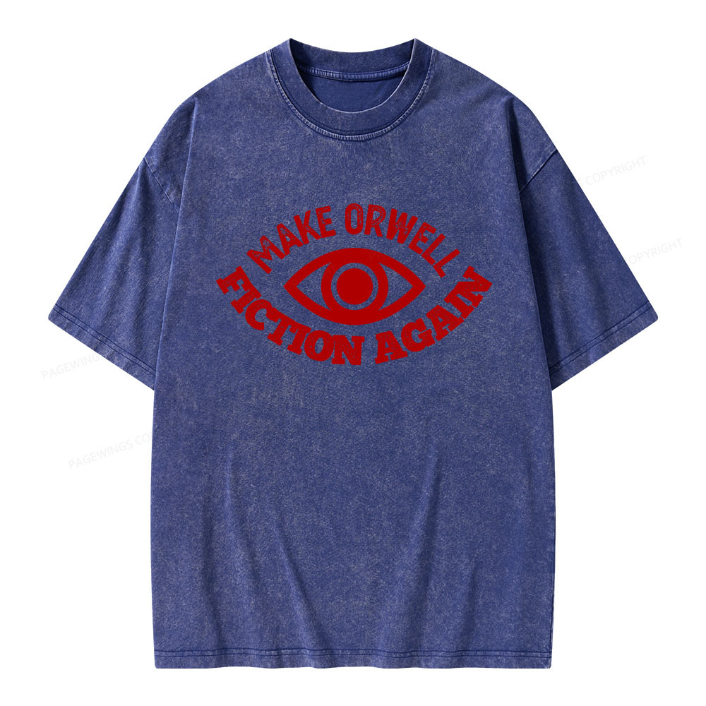 Pagewings Make Orwell Fiction Again Book Unisex Washed T-shirt