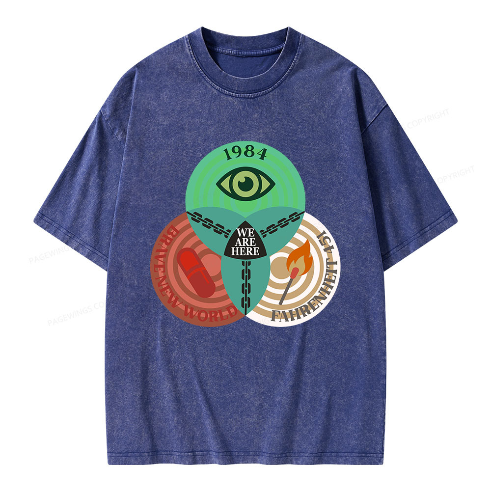 Pagewings We Are Here Unisex Washed T-shirt
