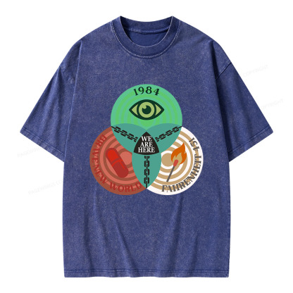 Pagewings We Are Here Unisex Washed T-shirt