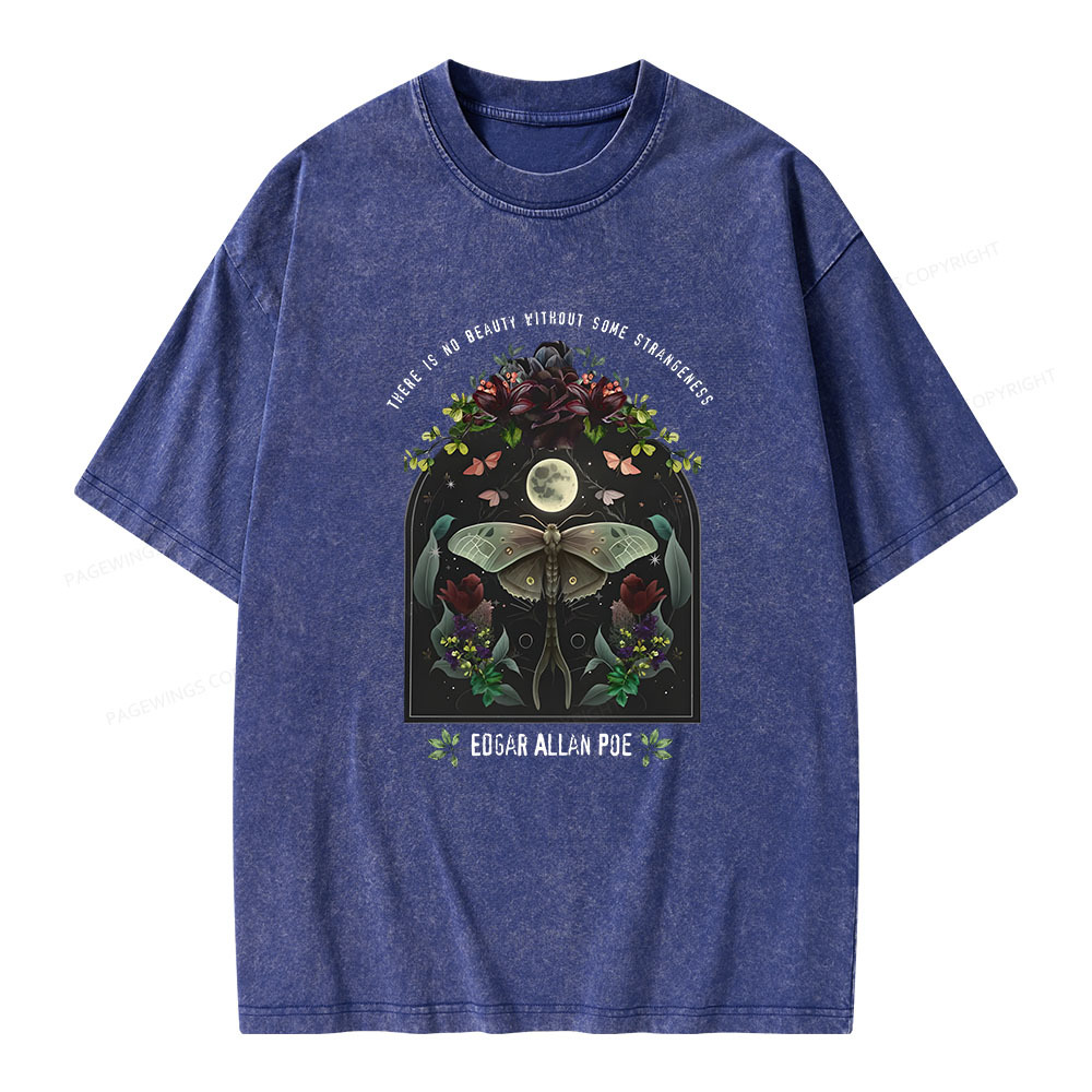 Pagewings Dark Academia Bookish Poe Unisex Washed T-shirt