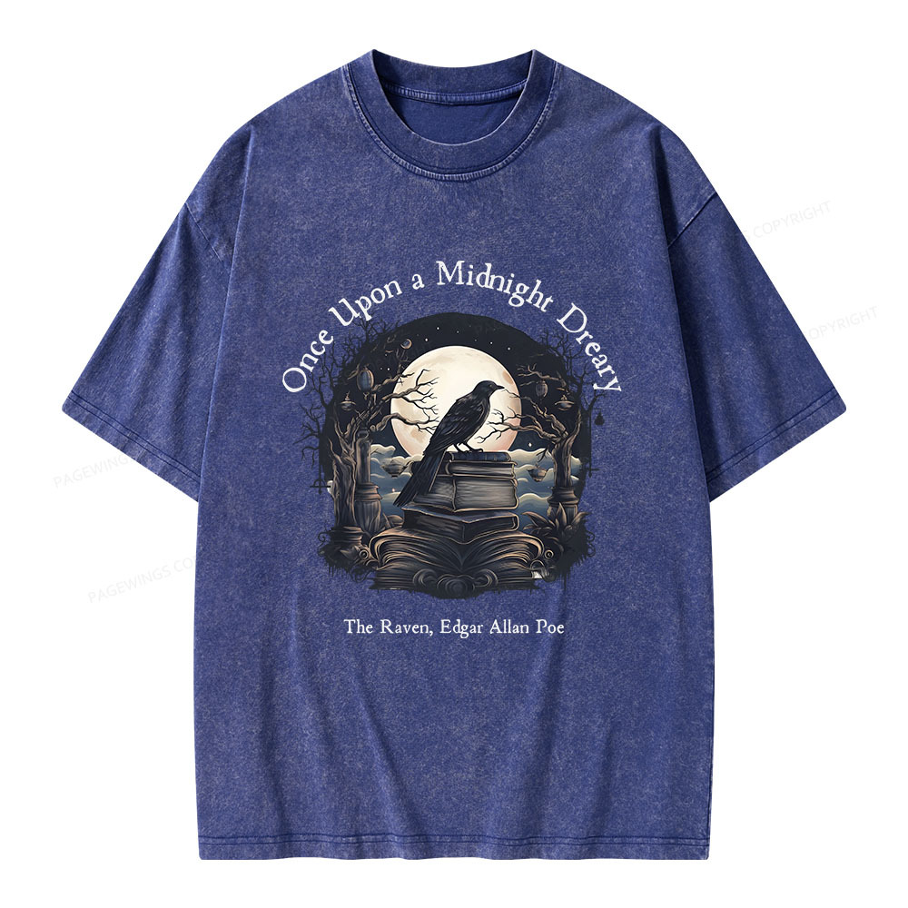 Pagewings Once Upon A Midnight Dreary Unisex Washed T-shirt