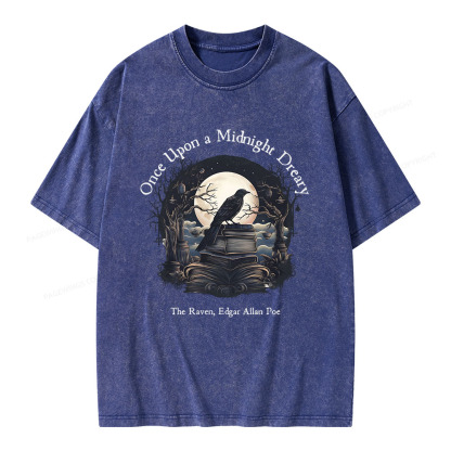 Pagewings Once Upon A Midnight Dreary Unisex Washed T-shirt
