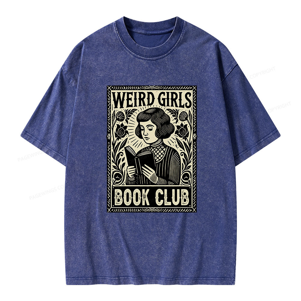 Pagewings Weird Girls Book Club Unisex Washed T-shirt