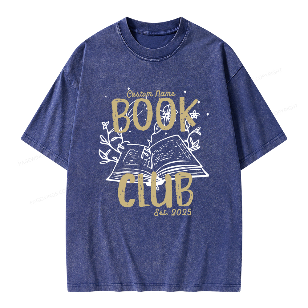 Pagewings Personalized  Book Club Unisex Washed T-shirt