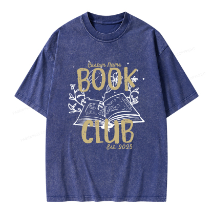 Pagewings Personalized  Book Club Unisex Washed T-shirt