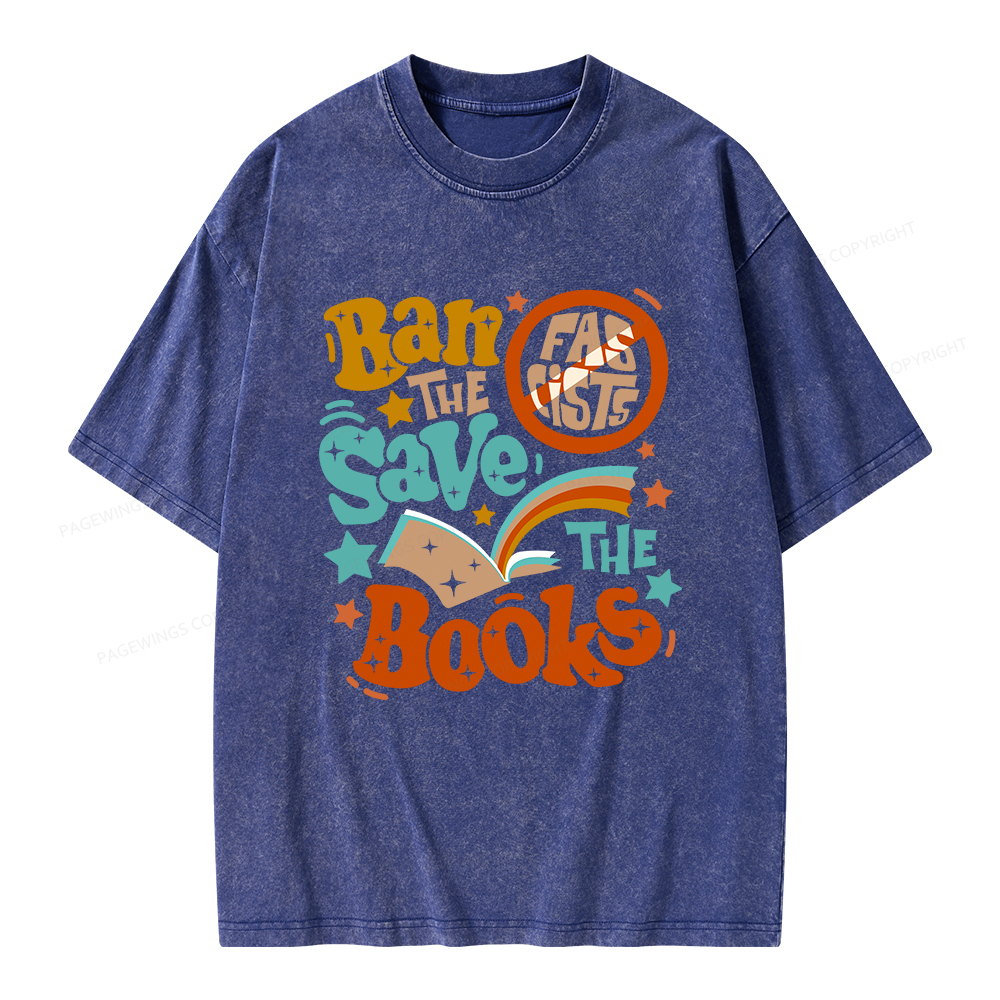 Pagewings Ban The Fascists Save The Books Unisex Washed T-shirt