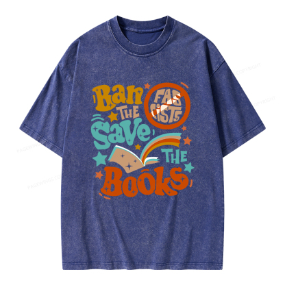 Pagewings Ban The Fascists Save The Books Unisex Washed T-shirt