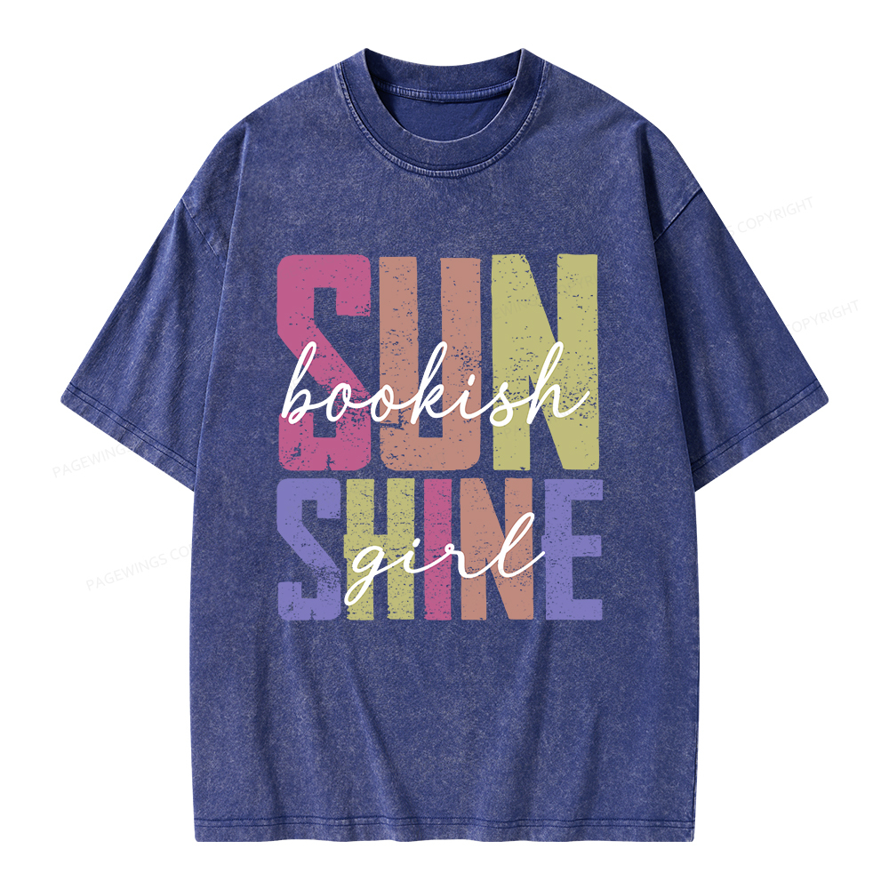 Pagewings Sunshine Bookish Girl Unisex Washed T-shirt