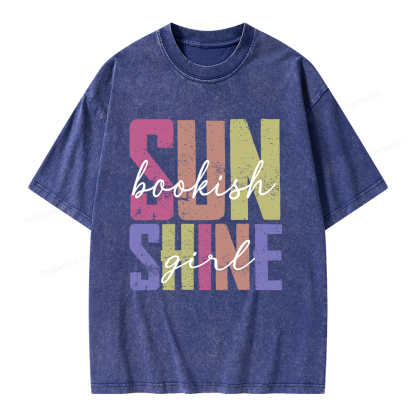 Pagewings Sunshine Bookish Girl Unisex Washed T-shirt