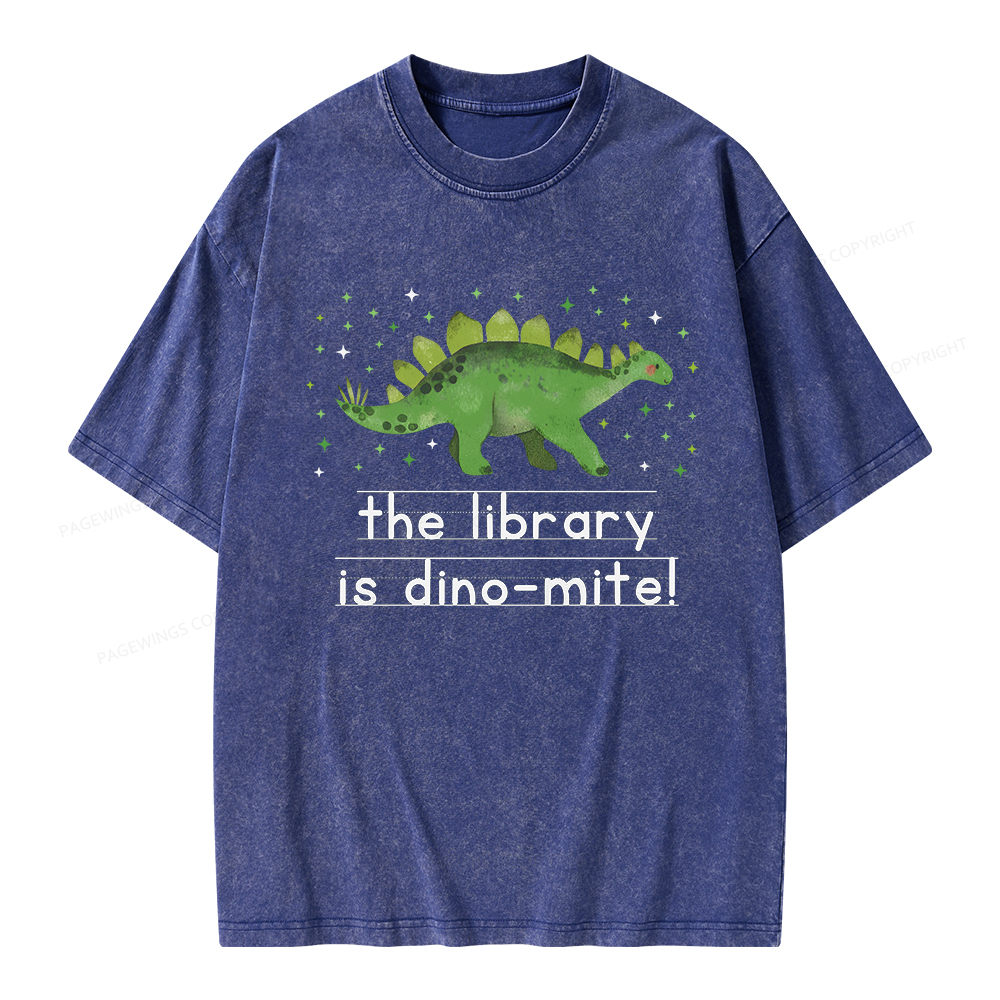 Pagewings The Library Is Dino-Mite Unisex Washed T-shirt
