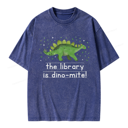 Pagewings The Library Is Dino-Mite Unisex Washed T-shirt