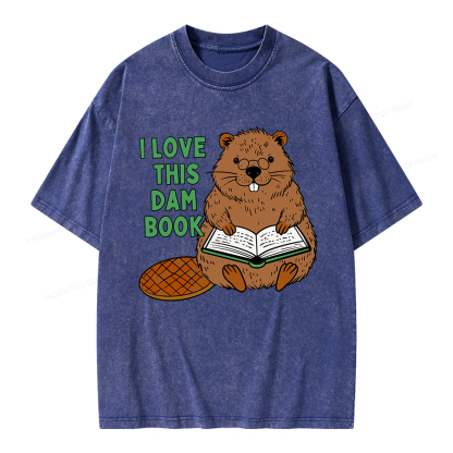Pagewings I Love This Dam Book Unisex Washed T-shirt