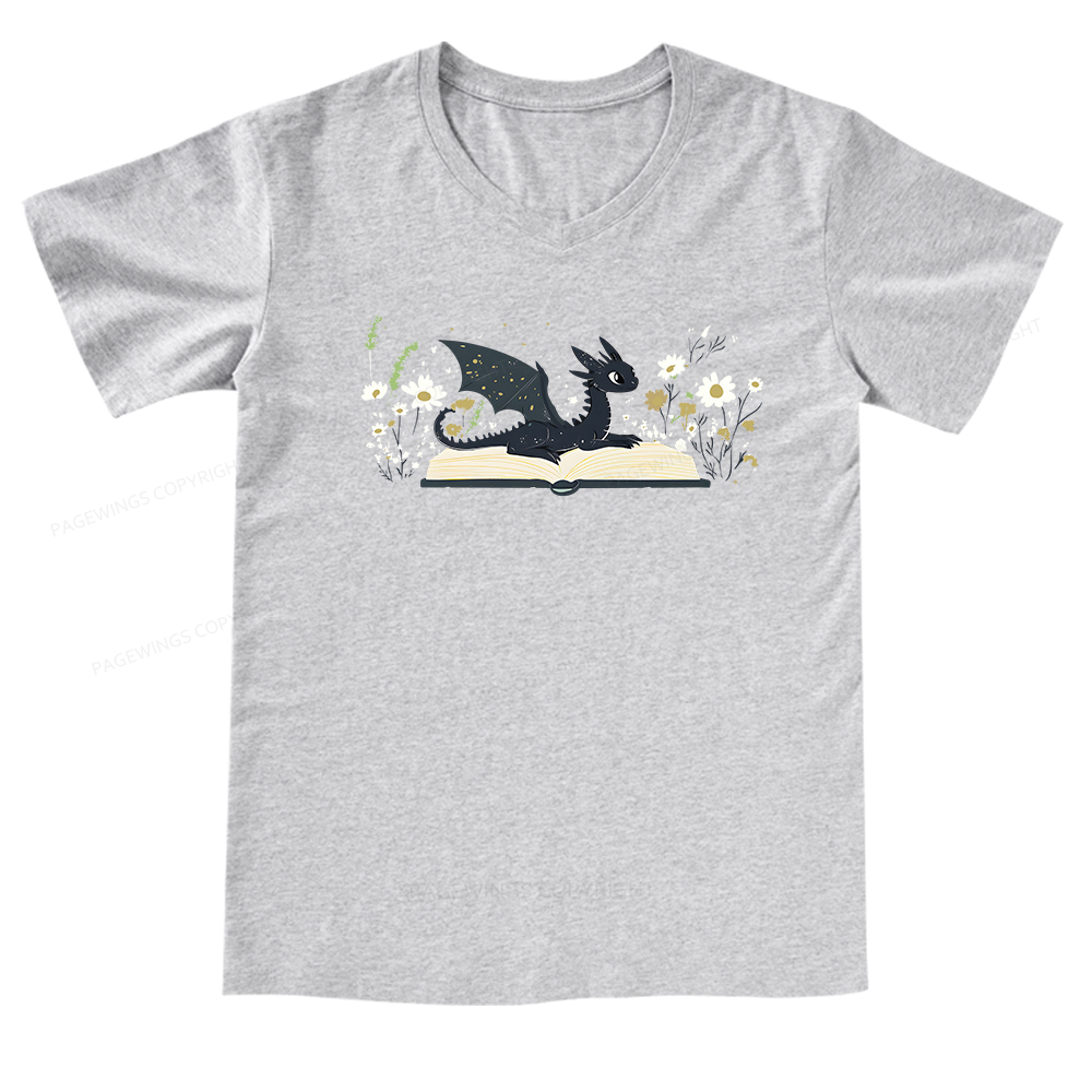 Pagewings Dragon Book V-neck T-shirt