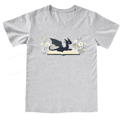 Pagewings Dragon Book V-neck T-shirt