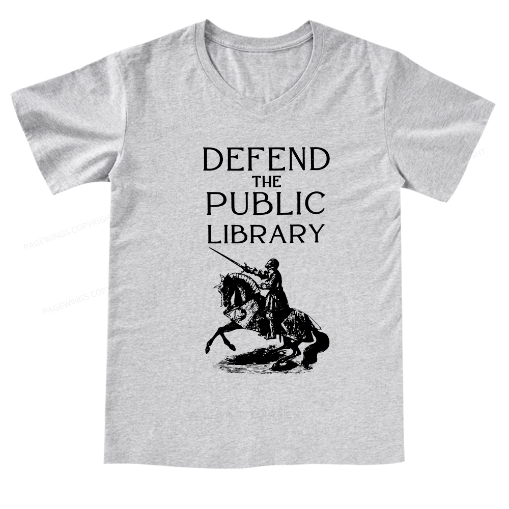 Pagewings Defend The Public Library V-neck T-shirt