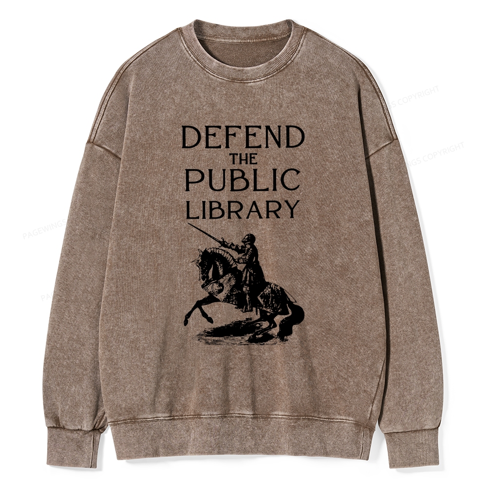 Pagewings Defend The Public Library Unisex Washed Sweatshirt