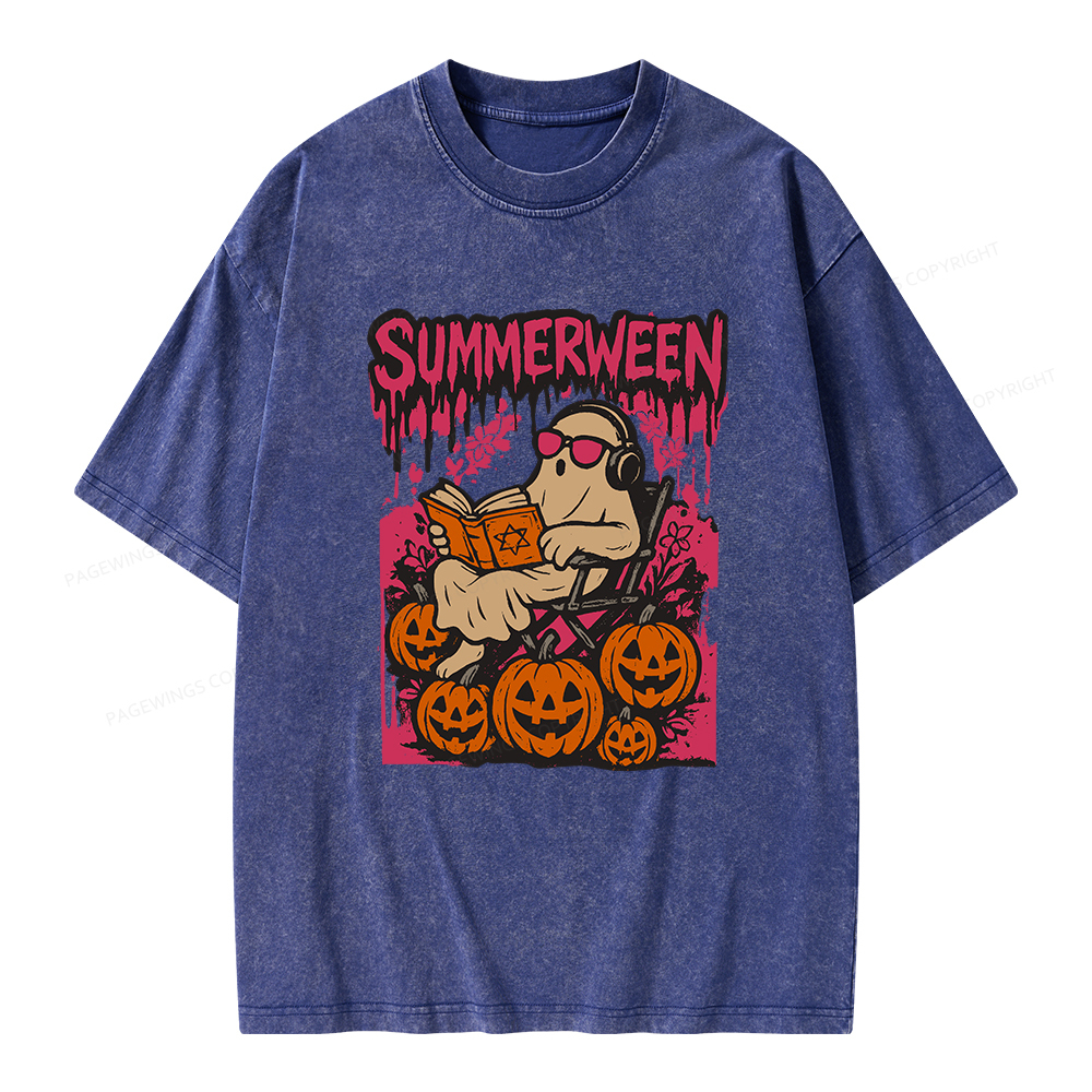 Pagewings Summerween Halloween Unisex Washed T-shirt