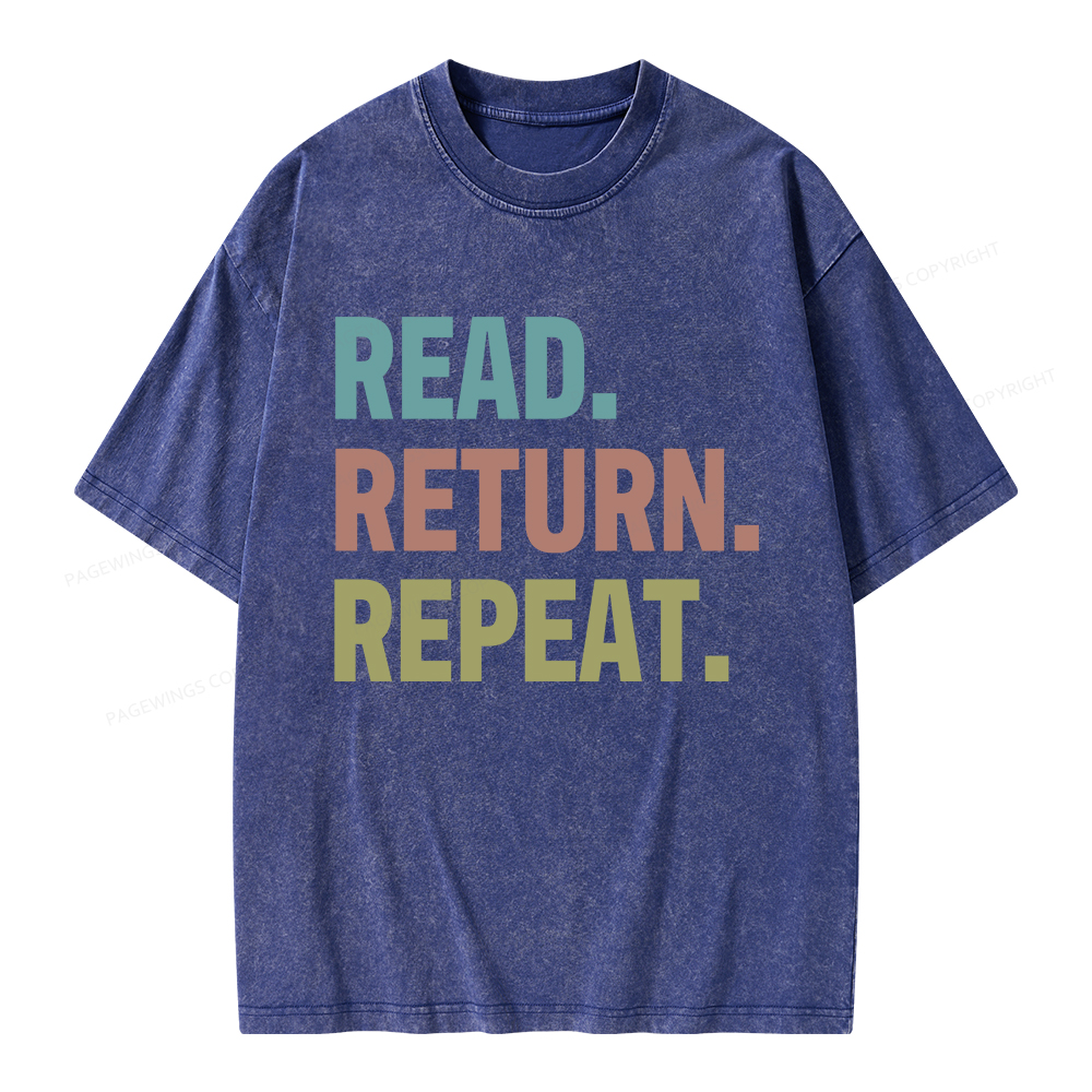 Pagewings Read Return Repeat Unisex Washed T-shirt