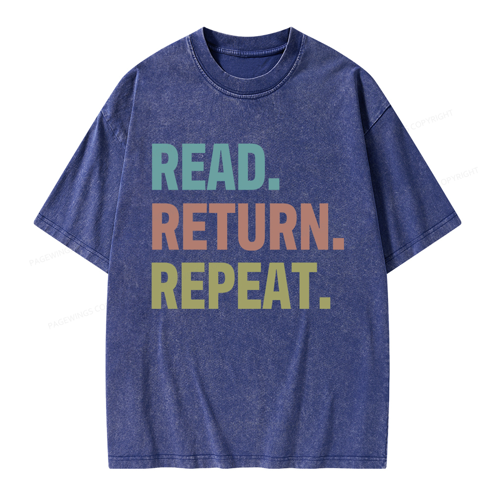 Pagewings Read Return Repeat Unisex Washed T-shirt