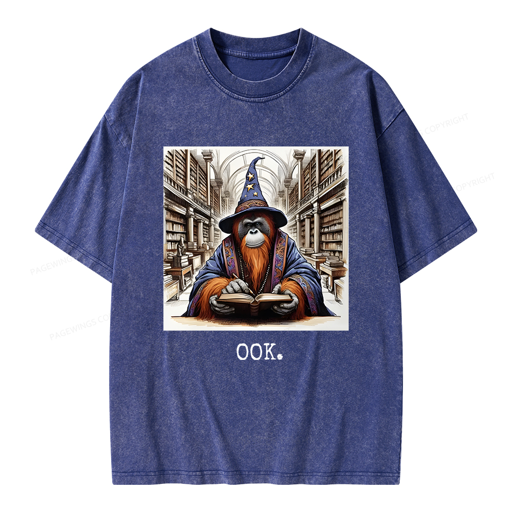 Pagewings Orangutan Librarian OOK  Unisex Washed T-shirt