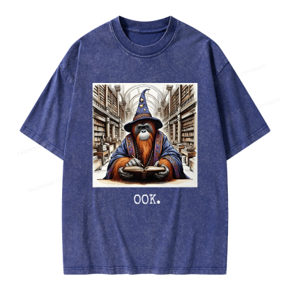 Pagewings Orangutan Librarian OOK  Unisex Washed T-shirt