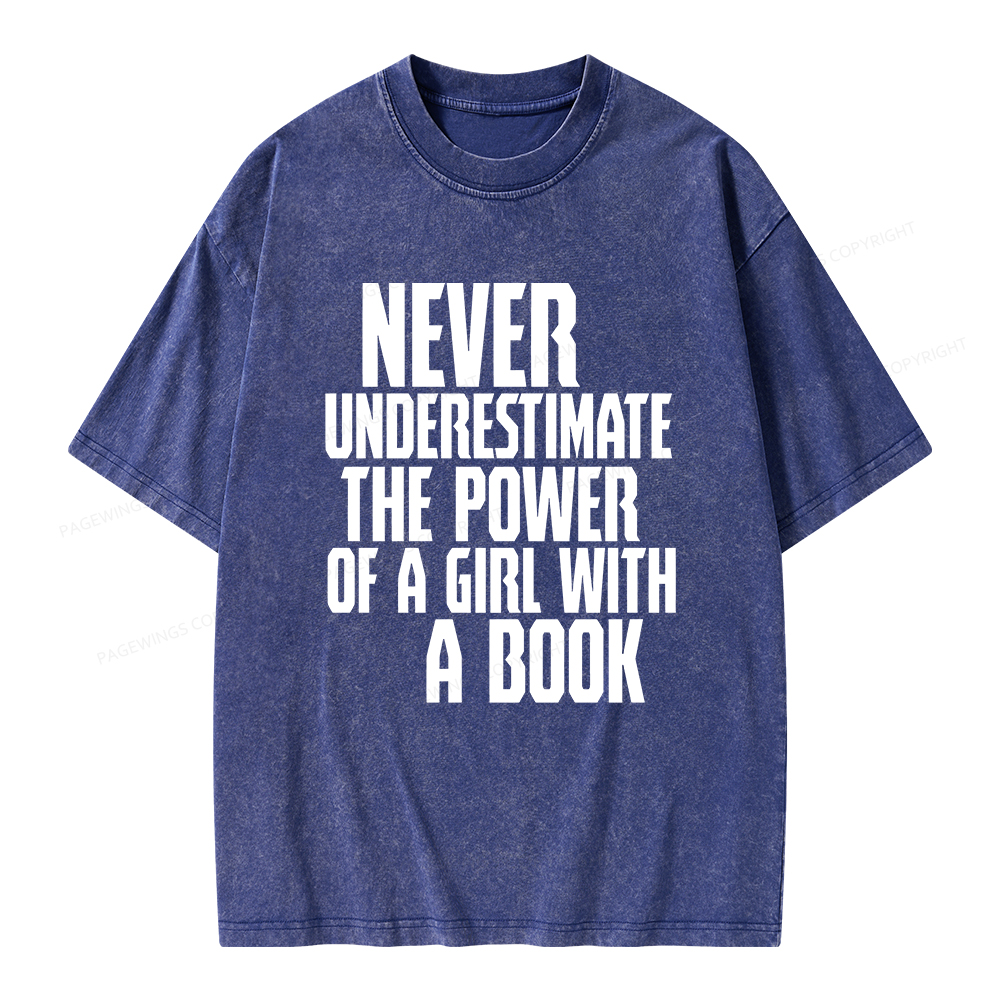 Pagewings The Power Of A Girl With A Book Unisex Washed T-shirt