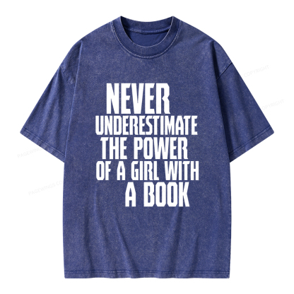 Pagewings The Power Of A Girl With A Book Unisex Washed T-shirt