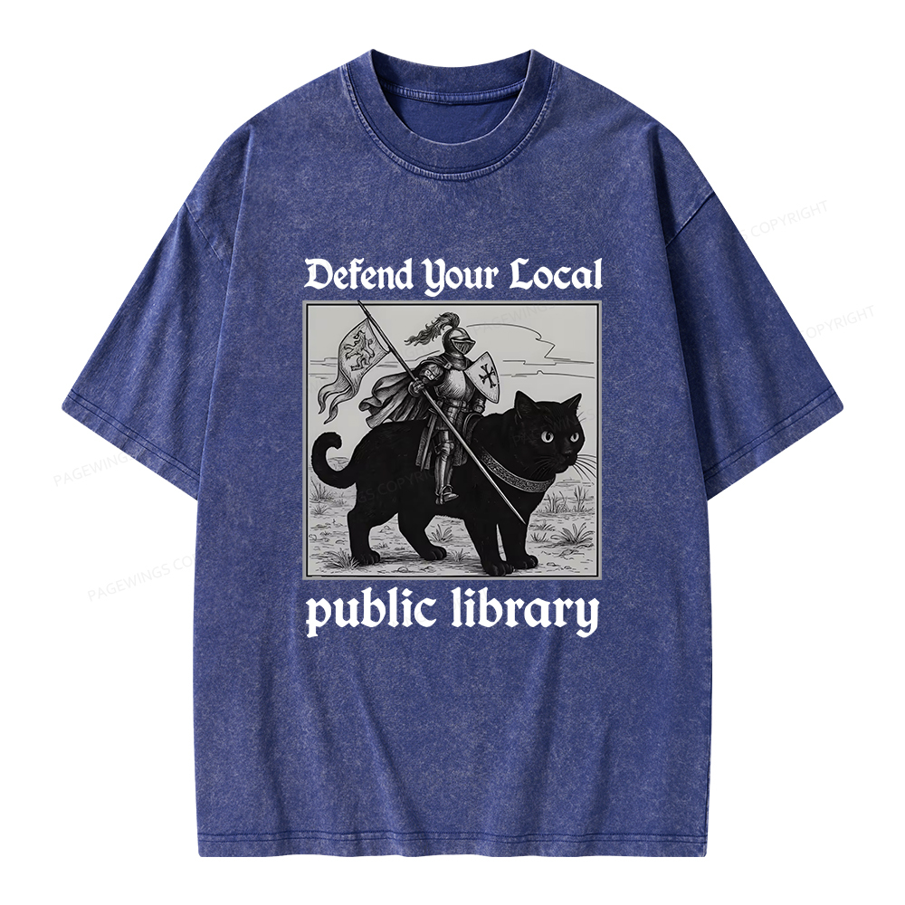 Pagewings Defend Your Local public library Unisex Washed T-shirt