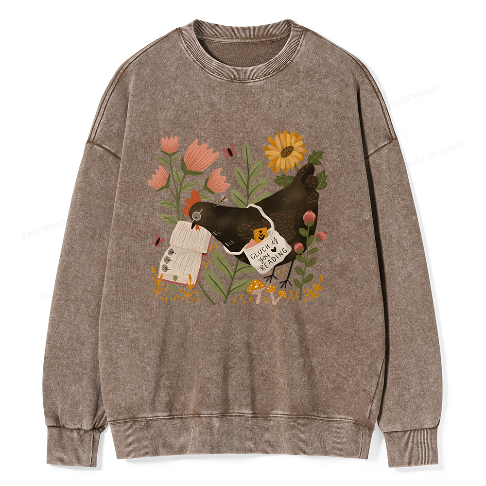 Pagewings Chicken Reading a Book Unisex Washed Sweatshirt